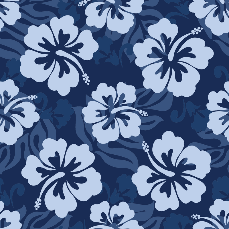 Midnight Blue Hawaiian Print